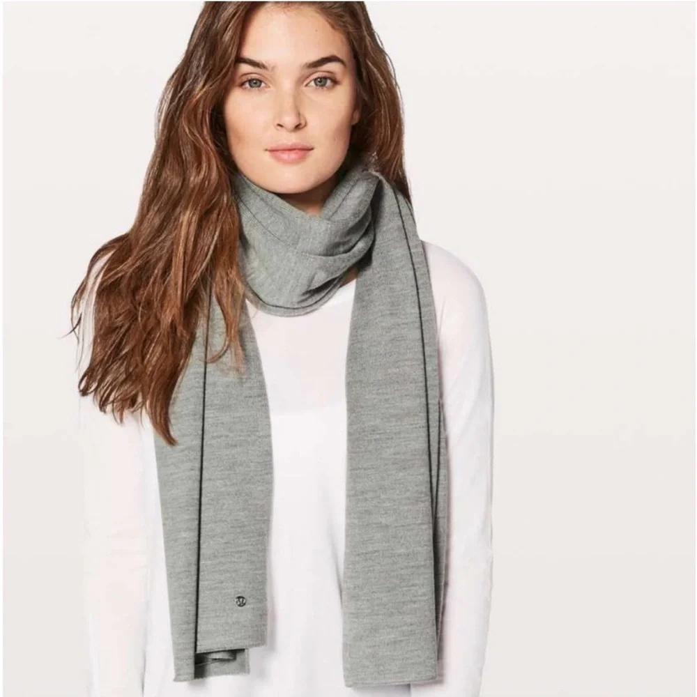 Lululemon Gray Merino Wool Cozy Up Scarf